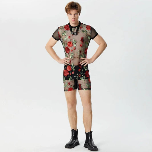 Jumpsuits trasparente con stampa a fiori da uomo - jumpsuit uomo ATREND