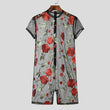 Jumpsuits trasparente con stampa a fiori da uomo - jumpsuit uomo ATREND