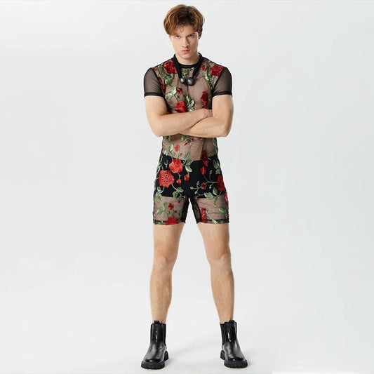 Jumpsuits trasparente con stampa a fiori da uomo - jumpsuit uomo ATREND