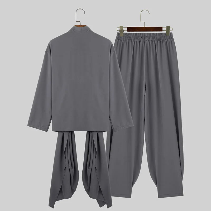 Set coordinato camicia e pantaloni con lacci tinta unita - set coordinato ATREND