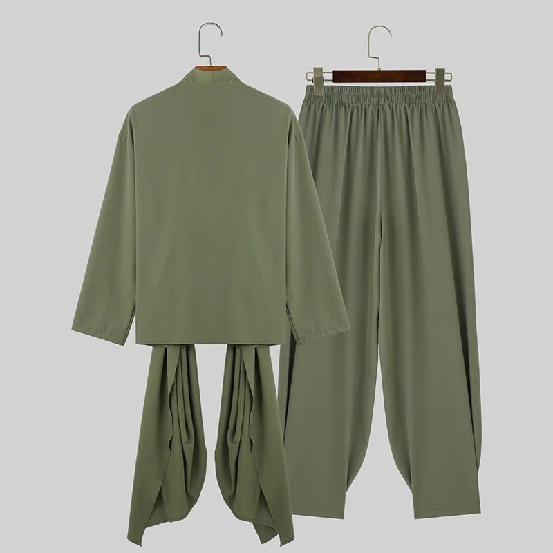 Set coordinato camicia e pantaloni con lacci tinta unita - set coordinato ATREND