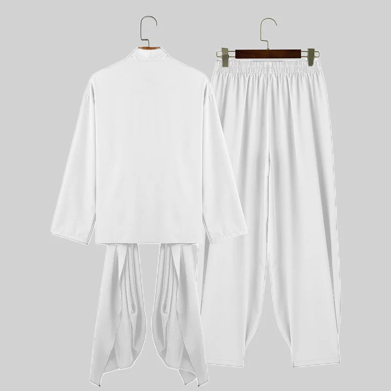Set coordinato camicia e pantaloni con lacci tinta unita - set coordinato ATREND