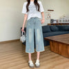 Jeans a pinocchietto a vita alta a gamba larga da donna ATREND