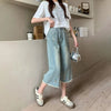 Jeans a pinocchietto a vita alta a gamba larga da donna ATREND