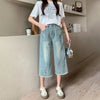 Jeans a pinocchietto a vita alta a gamba larga da donna ATREND