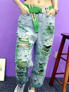 Jeans a vita alta strappati con brillantini da donna ATREND