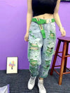 Jeans a vita alta strappati con brillantini da donna ATREND