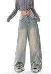 Jeans casual a vita alta a gamba larga da donna ATREND