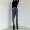 Jeans casual a vita alta con gamba dritta da donna ATREND
