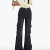 Jeans casual a vita alta multi tasche da donna ATREND
