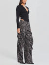 Jeans casual larghi multitasche streetwears leopardati da donna ATREND