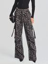 Jeans casual larghi multitasche streetwears leopardati da donna ATREND