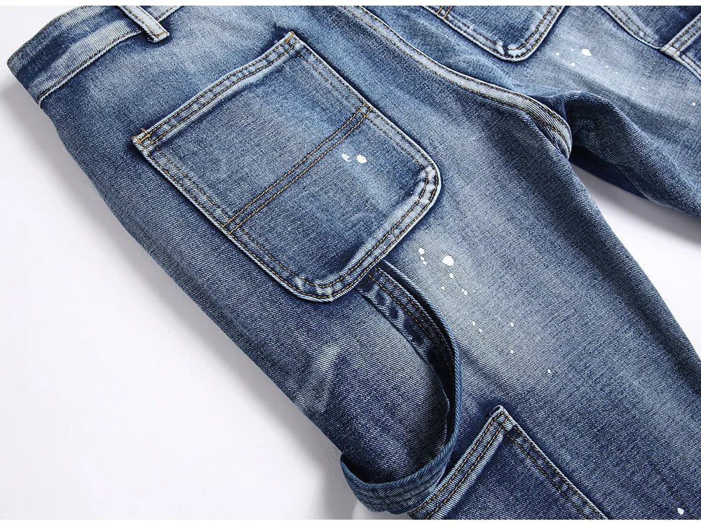 Jeans casual multi tasche svasati da uomo ATREND