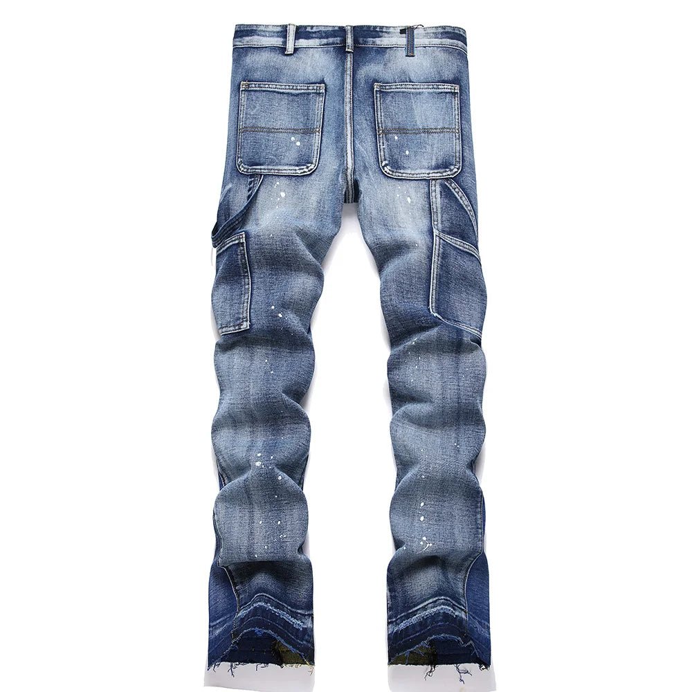 Jeans casual multi tasche svasati da uomo ATREND