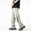 Jeans casual streetwears con gamba larga e chiusura a lacci da uomo ATREND