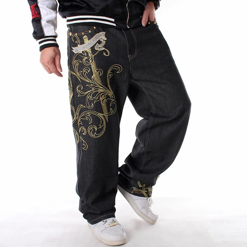 Jeans hip pop con stampa grafica da uomo ATREND