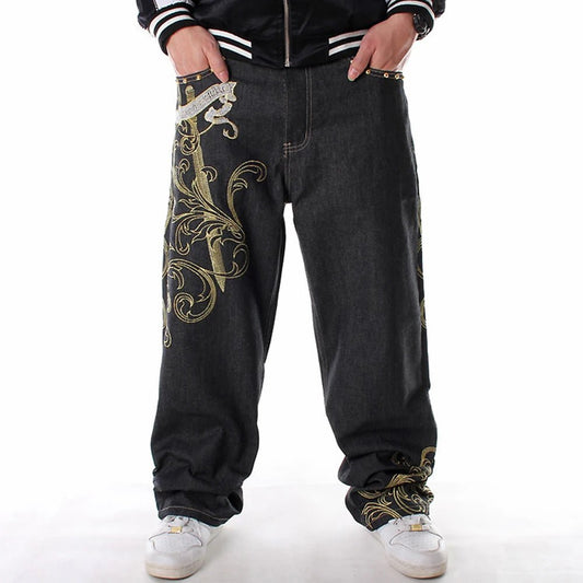 Jeans hip pop con stampa grafica da uomo ATREND