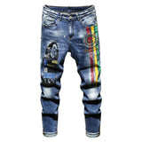 Jeans in denim elasticizzato dipinto da uomo ATREND