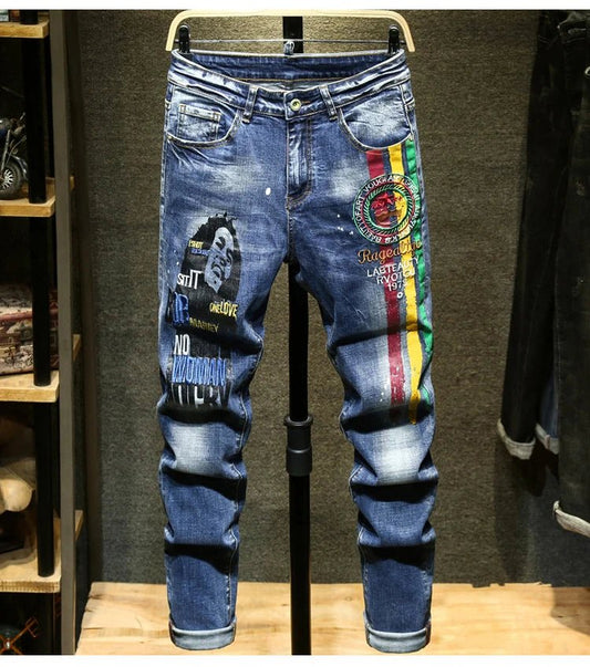 Jeans in denim elasticizzato dipinto da uomo ATREND