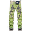 Jeans in denim patchwork con ragnatela neon da uomo ATREND