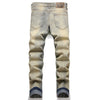 Jeans in denim patchwork con ragnatela neon da uomo ATREND