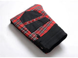 Jeans patchwork a righe scozzesi da uomo ATREND