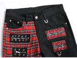 Jeans patchwork a righe scozzesi da uomo ATREND