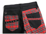 Jeans patchwork a righe scozzesi da uomo ATREND