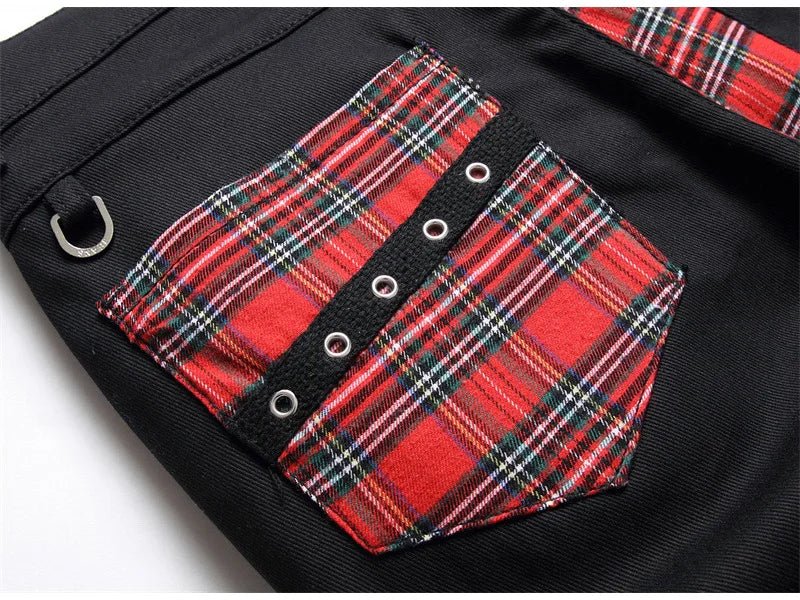 Jeans patchwork a righe scozzesi da uomo ATREND
