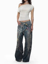 Jeans streeetwears a gamba larga con catena da donna ATREND