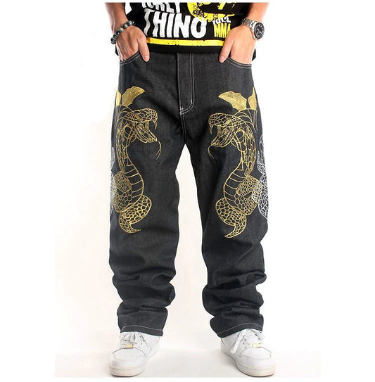 Jeans streetwear con disegno grafico da uomo ATREND