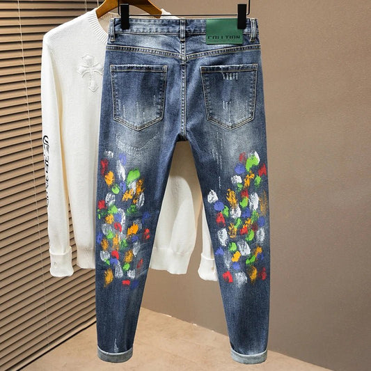 Jeans streetwear con graffiti da uomo ATREND