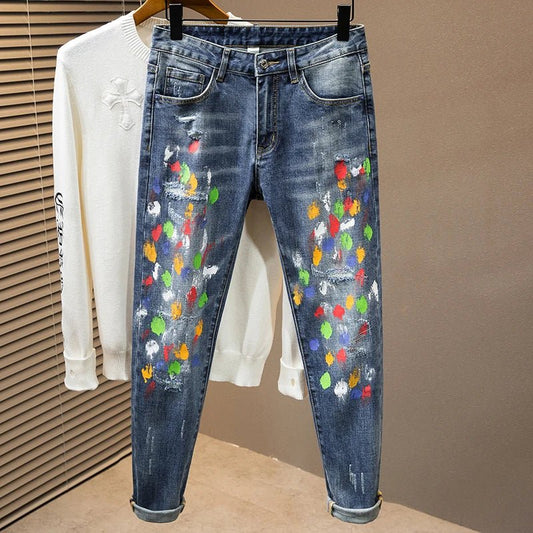 Jeans streetwear con graffiti da uomo ATREND