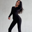 Jumpsuit a maniche lunghe scavata da donna ATREND