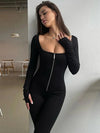 Jumpsuit aderente a maniche lunghe con guanti e cerniera frontale da donna ATREND