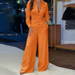 Jumpsuit casual a maniche lunghe con bottoni e gamba larga da donna - Jumpsuit donna ATREND
