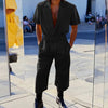 Jumpsuit casual a pinocchietto con cintura a mezze maniche da uomo ATREND