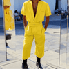 Jumpsuit casual a pinocchietto con cintura a mezze maniche da uomo ATREND