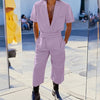 Jumpsuit casual a pinocchietto con cintura a mezze maniche da uomo ATREND