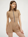 Jumpsuit casual corta con cerniera frontale da donna ATREND