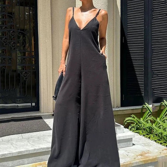 Jumpsuit casual senza maniche con gamba larga da donna - Jumpsuit donna ATREND