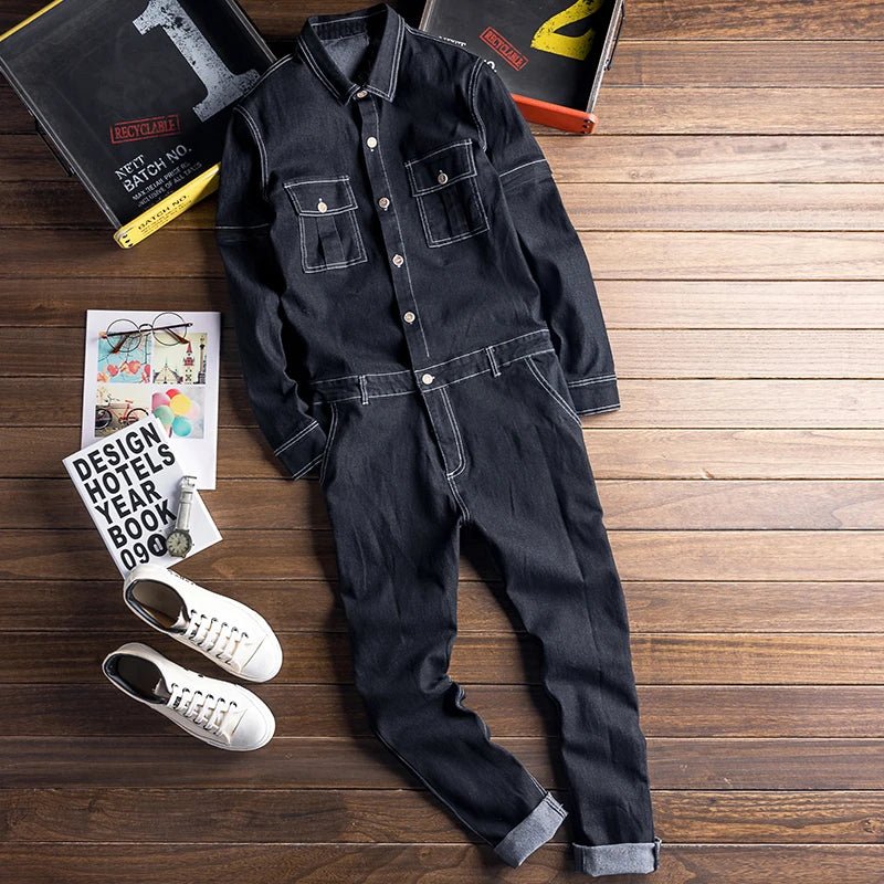Jumpsuit di jeans a maniche lunghe da uomo - jumpsuit uomo ATREND