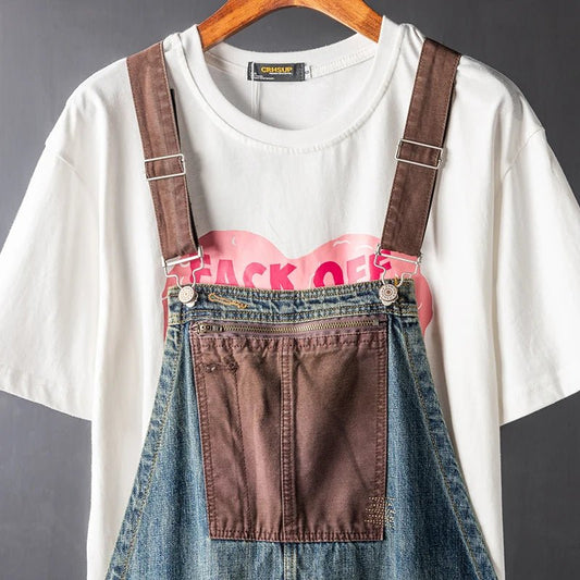 Jumpsuit di jeans patchwork da uomo - jumpsuit uomo ATREND