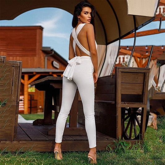 Jumpsuit elastica aderente con brillantini da donna ATREND