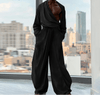 Jumpsuit geometrica scavata a maniche lunghe plissettata da uomo ATREND