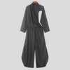 Jumpsuit geometrica scavata a maniche lunghe plissettata da uomo ATREND