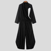 Jumpsuit geometrica scavata a maniche lunghe plissettata da uomo ATREND
