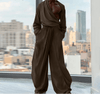 Jumpsuit geometrica scavata a maniche lunghe plissettata da uomo ATREND