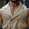 Jumpsuit in denim senza maniche con bottoni e cintura in vita da uomo ATREND