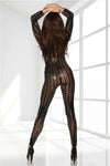 Jumpsuit in pelle PU a maniche lunghe con cerniera frontale da donna ATREND